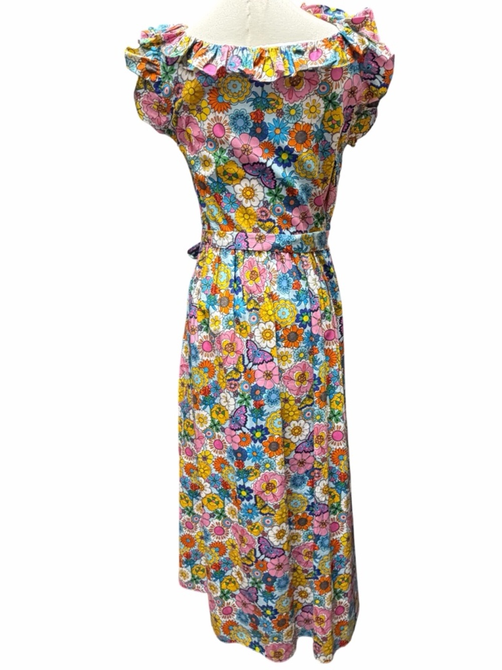 B-11 Borgo de Nor Lou Lou Good Vibes Pale Blue Floral Midi Dress - Picture 2 of 12